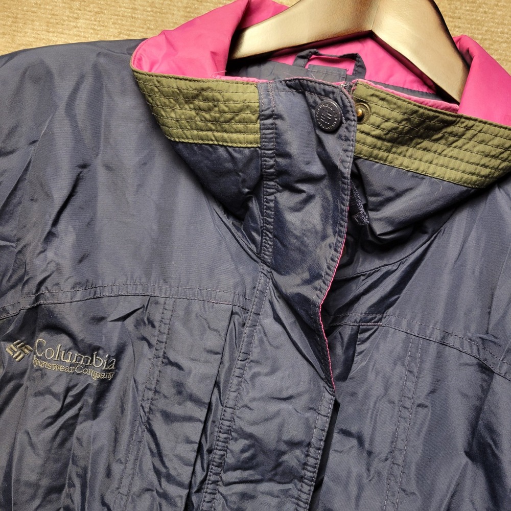 Columbia Windbreaker Jacket Womens L Blue Green Pink Vintage Colorblock Zip Up